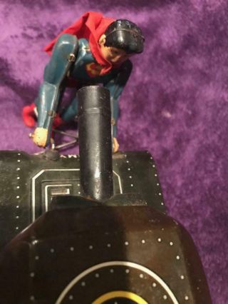 Vintage 1958 MARX Linemar SUPERMAN Battery Operated Tank Complete w/box bottom 2