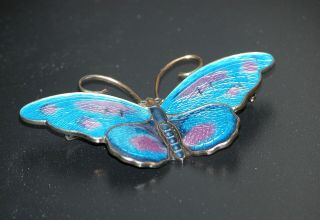 Vintage Sterling Silver and Enamel Butterfly Brooch - David Andersen,  Norway 3