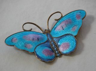 Vintage Sterling Silver and Enamel Butterfly Brooch - David Andersen,  Norway 4