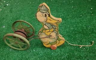 Antique Duck Pull Toy Vintage Gong Bell Manufacturing Co.