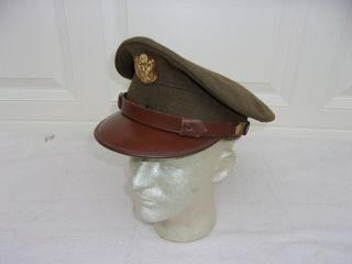 Early Ww2 Us Army Enlisted Visor Cap - - Mounted Type - - Size 7 1/8 - - Named