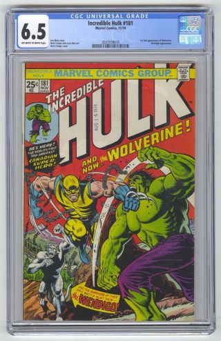 Incredible Hulk 181 Cgc 6.  5 Vintage Marvel Comic Mega Key Trimpe 1st Wolverine