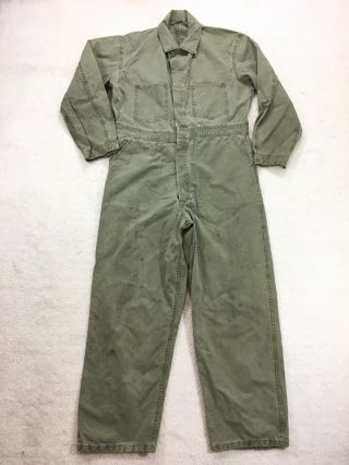 Vtg Ww2 Korean Coveralls Flight Mechanic Jump Suit 13 Stars Button Size Medium