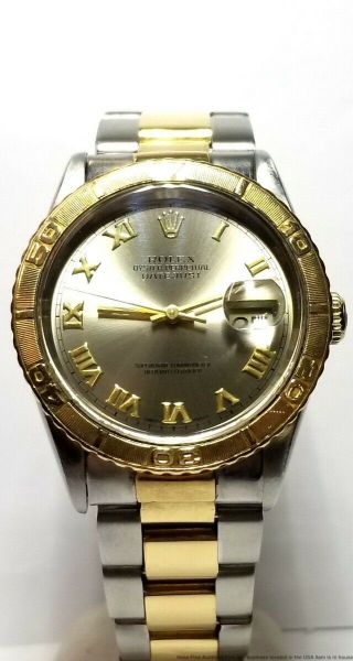 Vintage 16263 Rolex Datejust 18k Gold SS Mens Quickset Roman Gray Dial Watch 9