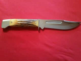 VINTAGE CASE XX FIXED BLADE 547 - 5 SS KNIFE STAG HANDLE WITH SHEATH & BOX 5