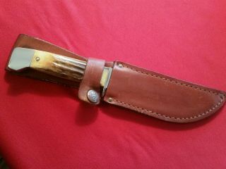 VINTAGE CASE XX FIXED BLADE 547 - 5 SS KNIFE STAG HANDLE WITH SHEATH & BOX 8