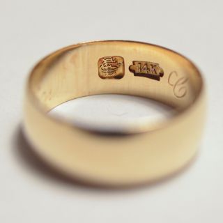 Victorian Wedding Ring Cigar Band Antique C.  1900 14k Solid Yellow Gold Es&co