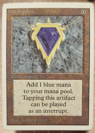 Mox Sapphire Magic The Gathering Unlimited Mono Artifact Some Edge Wear