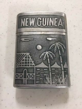 Antique 1943 - 44 Wwii Trench Art Aluminum Cigarette Case Pacific Papua Guinea