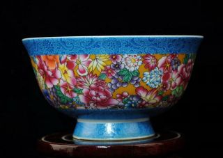 Chinese Porcelain Bowl Hand - Painted Flowers And Plants Qianlong Mark B01