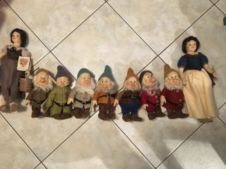 R.  John Wright Dolls Snow White And The Seven Dwarfs Rare