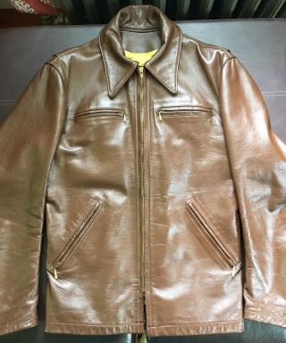 Bates Vintage Leather Motorcycle Jacket Brown Gorgeous 40