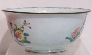 Chinese ROC Famille Rose Enamel Bowl with Birds,  Flowers,  Cricket,  Bats,  & Peach 4