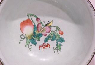 Chinese ROC Famille Rose Enamel Bowl with Birds,  Flowers,  Cricket,  Bats,  & Peach 6