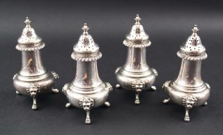 Set of 4 Early 20thC GORHAM Sterling Silver,  Lion Head Salt and Pepper Shakers 3