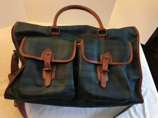 Vintage Polo Ralph Lauren Blackwatch Plaid Weekend Bag Duffle Luggage Travel PVC 4