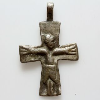 Museum Quality Byzantine Silver Christian Cross Pendant Circa 700 - 1000 Ad - Wearab