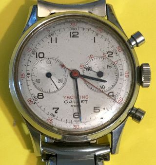 Extremely Rare Stainless Steel Gallet MultiChron Yachting Wrist Watch c.  1954 2