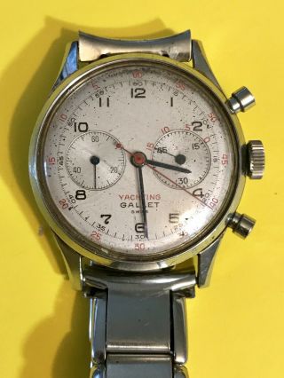 Extremely Rare Stainless Steel Gallet MultiChron Yachting Wrist Watch c.  1954 4