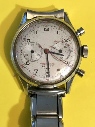 Extremely Rare Stainless Steel Gallet MultiChron Yachting Wrist Watch c.  1954 5