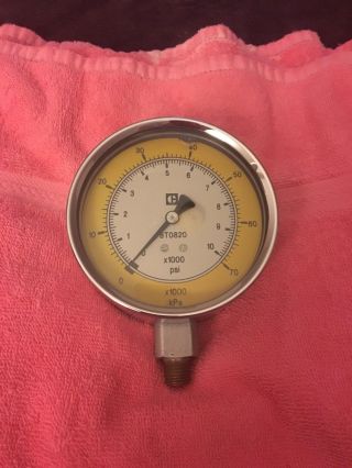 Vtg Brass Cat Caterpillar 8t0820 Kpa Pressure Gage Gauge 10000psi 4” Dia Nos