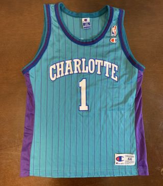Rare Vintage Champion Nba Charlotte Hornets Baron Davis Basketball Jersey