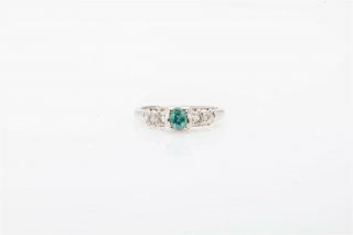 Antique 1950s $3000.  50ct Natural Alexandrite Diamond 14k White Gold Ring