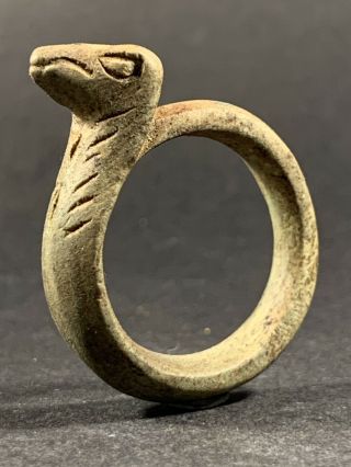 Very Rare Ancient Egyptian Serpent Wadjet Goddess Ring - Circa 715 - 332bce