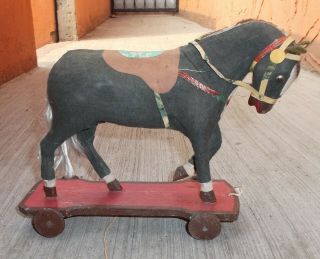 Antique Rare And Wooden Mini Horse Made In Mexico 1940s.