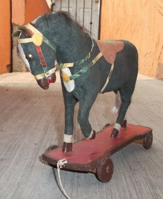 Antique Rare and Wooden Mini Horse Made in Mexico 1940s. 2