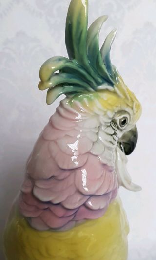 VINTAGE Karl Ens Porcelain Parrot Cockatoo Figurine HAND PAINTED GORGEOUS 11 