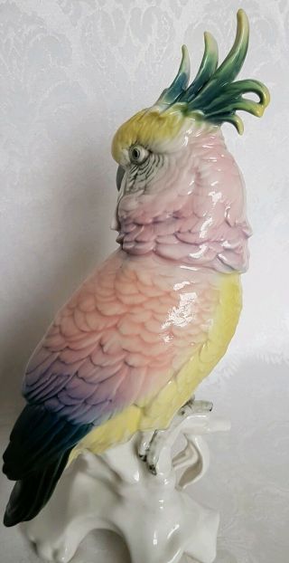 VINTAGE Karl Ens Porcelain Parrot Cockatoo Figurine HAND PAINTED GORGEOUS 11 