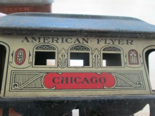 RARE American Flyer Engine & Key 328 Coal Tender and 3 Chicago Lithographed Cars 10