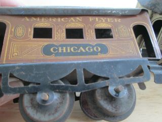 RARE American Flyer Engine & Key 328 Coal Tender and 3 Chicago Lithographed Cars 11