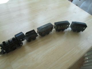 Rare American Flyer Engine & Key 328 Coal Tender And 3 Chicago Lithographed Cars