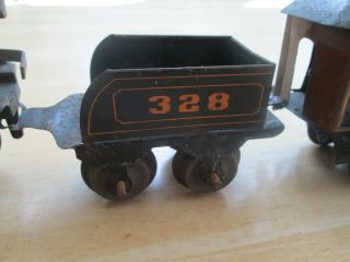 RARE American Flyer Engine & Key 328 Coal Tender and 3 Chicago Lithographed Cars 3