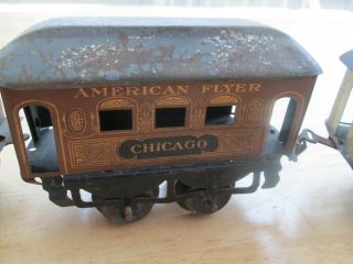 RARE American Flyer Engine & Key 328 Coal Tender and 3 Chicago Lithographed Cars 4