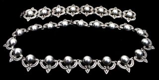 VINTAGE 1950 ' S TAXCO STERLING SILVER NECKLACE AND BRACELET SET FROM MEXICO 3