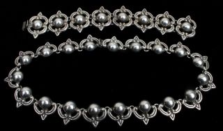 VINTAGE 1950 ' S TAXCO STERLING SILVER NECKLACE AND BRACELET SET FROM MEXICO 4
