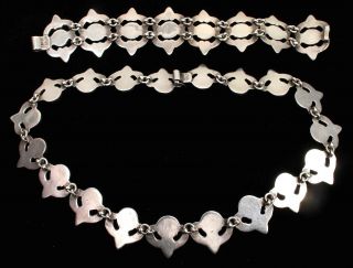 VINTAGE 1950 ' S TAXCO STERLING SILVER NECKLACE AND BRACELET SET FROM MEXICO 6