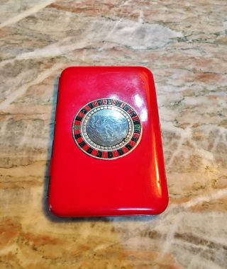 Vintage Zephyr Red Black Green Roulette Wheel Cigarette Currency Card Case