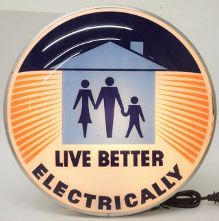 Vintage Live Better Electrically Light - Up Advertising Sign Double Bubble Clock