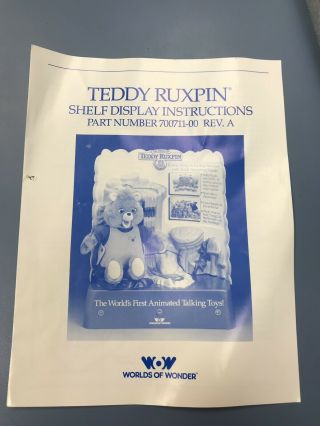 Rare Vtg Teddy Ruxpin Store Display w/ Bear Never Assembled 3