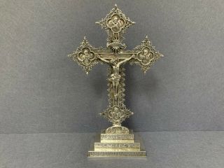 Spectacular Gothic Style Marked Spanish Sterling Silver 925 Corpus Cross Christ