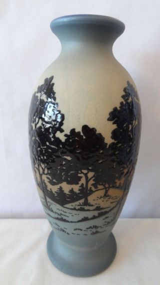 Brush Mccoy 1920’s Rare Jetwood 10” 044 Squeeze Bag Vase With Trees K314