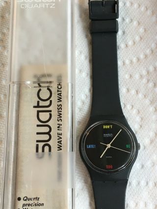 RARE VINTAGE GA100 1984 Swatch Watch Originals “ Don ' t Be Too Late “ NEVER WORN 2