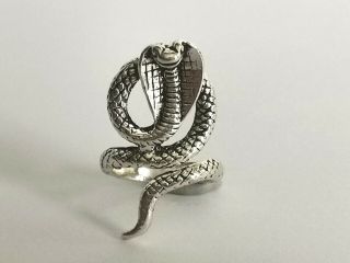 Silver Tone Cobra Snake Ring - Metal Detecting Find