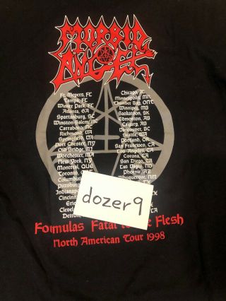 Morbid Angel Formulas Fatal To The Flesh Vintage 1998 Tour Long Sleeve Shirt XL 7