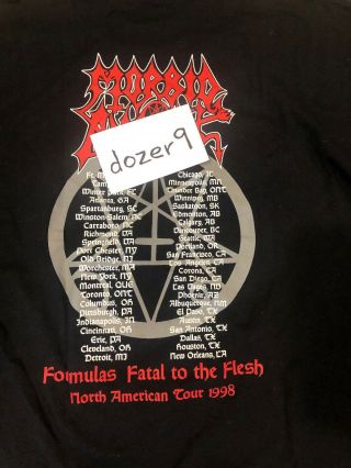 Morbid Angel Formulas Fatal To The Flesh Vintage 1998 Tour Long Sleeve Shirt XL 8