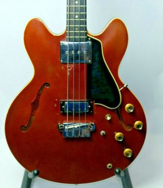 1967 Vtg Gibson Eb 2 D Custom Color Sparkling Burgundy Bass Guitar Eb2 Rare